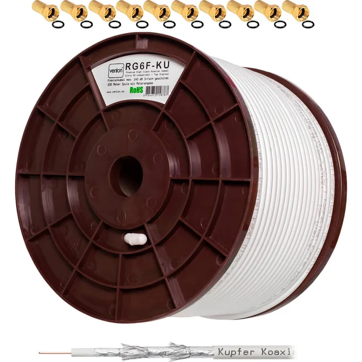 SET Koaxial Kabel 140db Reines Kupfer + F-Stecker