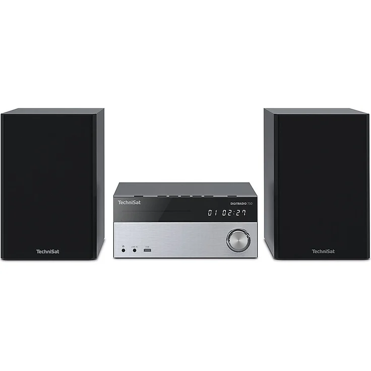 TechniSat DIGITRADIO 750 - DAB+ Mikro-HiFi System (DAB+, UKW, CD-Player, Bluetooth-Audiostreaming, 100 Watt RMS Stereo-Boxen, Kopfhöreranschluss, Fernbedienung,Kompaktanlagen) schwarz-silber – Bild 1