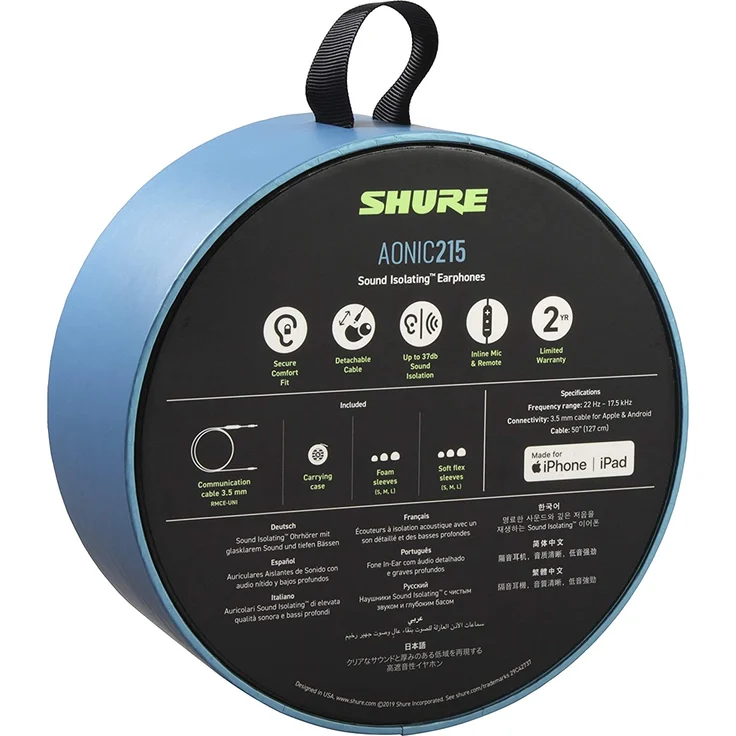 Shure AONIC 215 In-Ear Kopfhörer mit Mikrofon, geeignet für Sport, blau – Bild 6