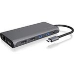ICY BOX USB-C Dock mit 2 HDMI, 1 DisplayPort 1.4, 100W Power Delivery, 4X USB, Kartenleser, LAN, USB 3.1 Gen2