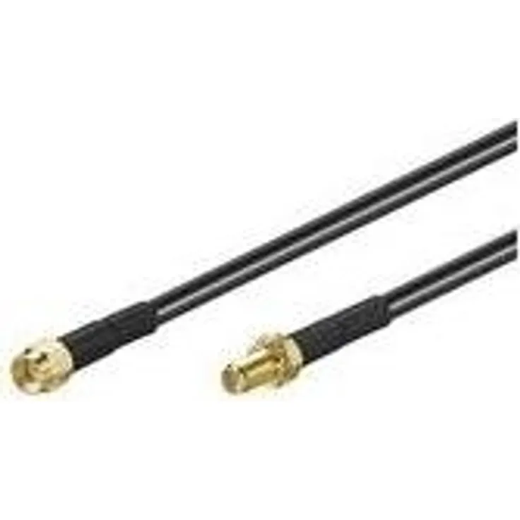 Goobay 51675 WLAN Antennenverlängerungs Kabel, RP SMA Stecker auf RP SMA Buchse, 1 Meter, schwarz - vergoldet
