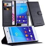cadorabo Hülle für Sony Xperia Z3 PLUS in PHANTOM SCHWARZ Handyhülle mit Magnetverschluss, Standfunktion und Kartenfach Case Cover Schutzhülle Etui Tasche Book Klapp Style