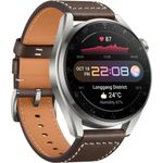 Huawei Watch 3 Pro Classic Edition Smartwatch GPS, Unisex, 48mm, Lederarmband, Titanium/Braun