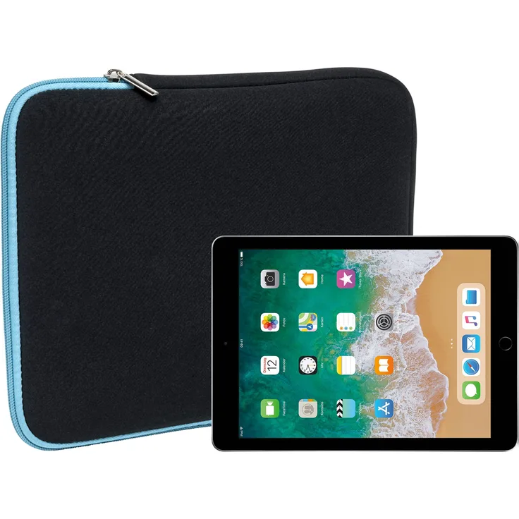 Slabo Tablet Tasche für iPad 9.7 (2017) / iPad 9.7 (2018) Hülle Case Neopren - TÜRKIS / SCHWARZ