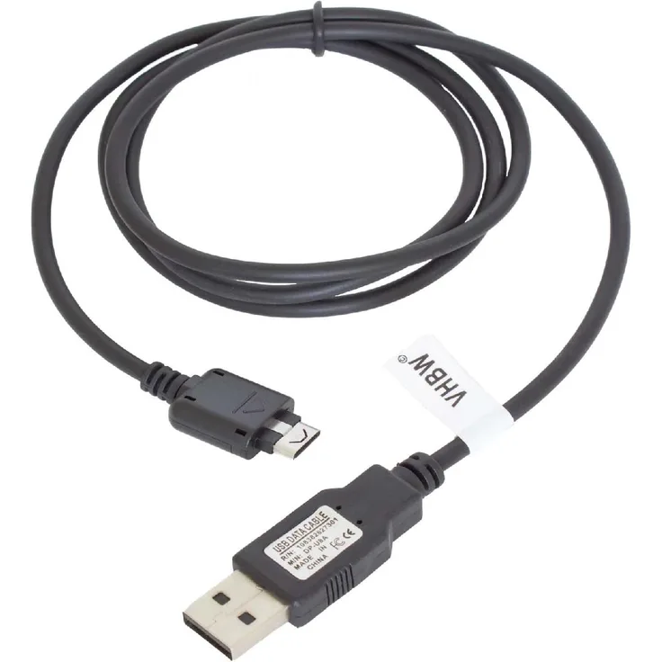 VHBW USB Datenkabel kompatibel mit LG KM380, KP100, KP130, KP230, KP235, KP502, KS10, KS20, KS360, KT610, KU310, KU311 Handy schwarz 100cm