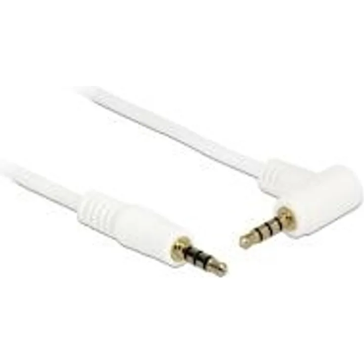DeLOCK - Audiokabel - Klinkenstecker 3,5 mm 4 Pin - Klinkenstecker 3,5 mm 4 Pin gewinkelt - 0,5m - Weiß (84736)
