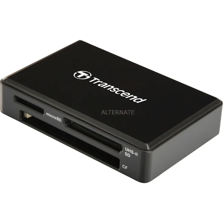 Transcend USB 3.1 Gen 1 kompakter schwarzer Multifunktionskartenleser für UHS-I & UHS-II SD-, microSD- und CompactFlash (CF) Speicherkarten TS-RDF9K2