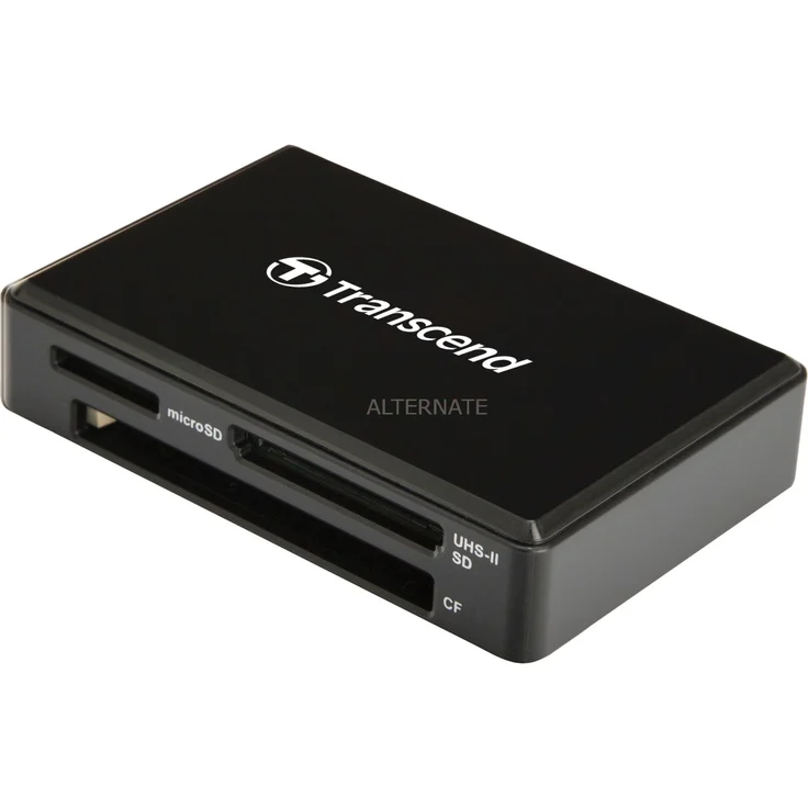 Transcend USB 3.1 Gen 1 kompakter schwarzer Multifunktionskartenleser für UHS-I & UHS-II SD-, microSD- und CompactFlash (CF) Speicherkarten TS-RDF9K2 – Bild 1