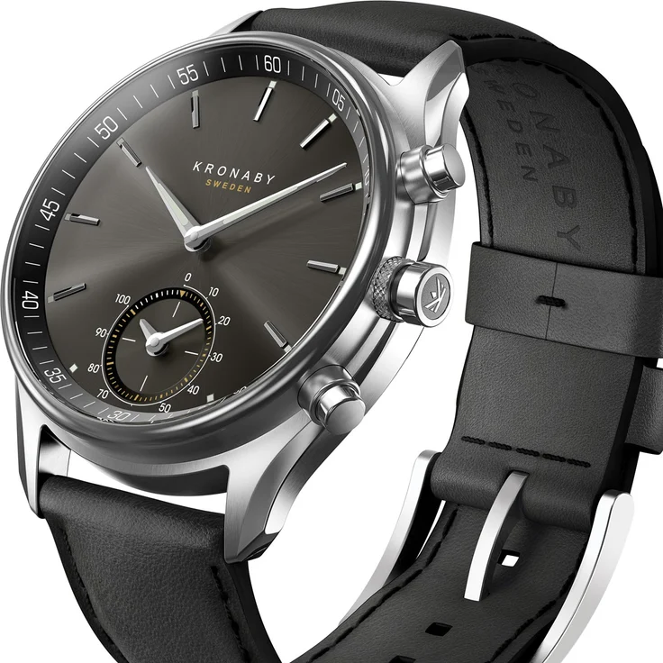 KRONABY Sekel Connected Watch A1000-0718 Hybrid-Smartwatch Unisex, 43mm, Edelstahlgehäuse, Schwarz/Silber – Bild 2