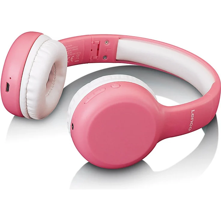 Lenco HPB-110PK - faltbarer Bluetooth Kopfhörer mit Lautstärkebegrenzung für Kinder, inkl. Sticker, pink – Bild 4