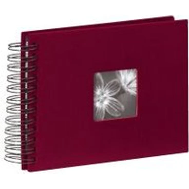 Hama Fotoalbum Fine Art, 50 schwarze Seiten, 25 Blatt, Spiralalbum 24 x 17 cm, mit Ausschnitt für Bildeinschub, bordeaux – Bild 1