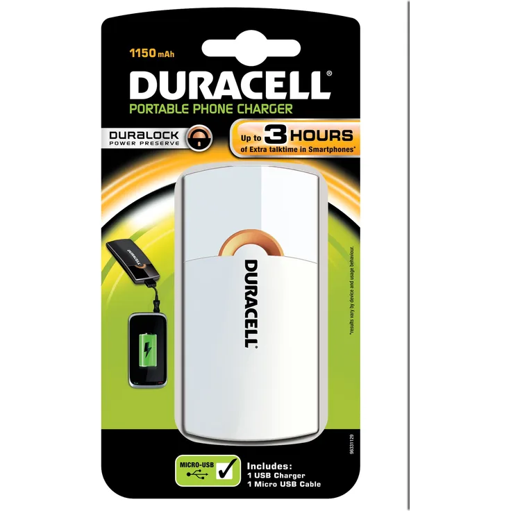 Duracell USB tragbares Ladegerät weiß