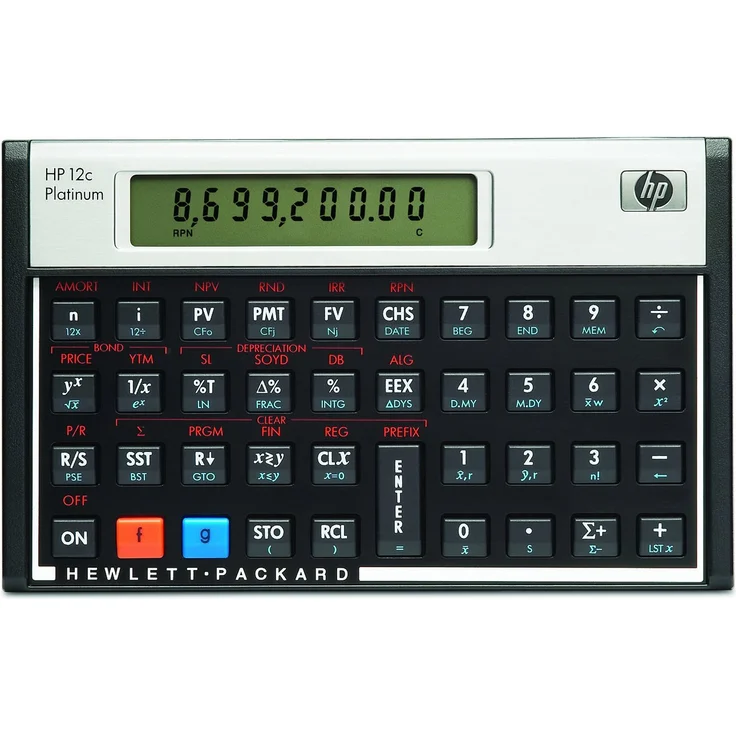 Hewlett Packard HP12C Finanzmathematischer Taschenrechner UPN algebraisch programmierbar Platin – Bild 1