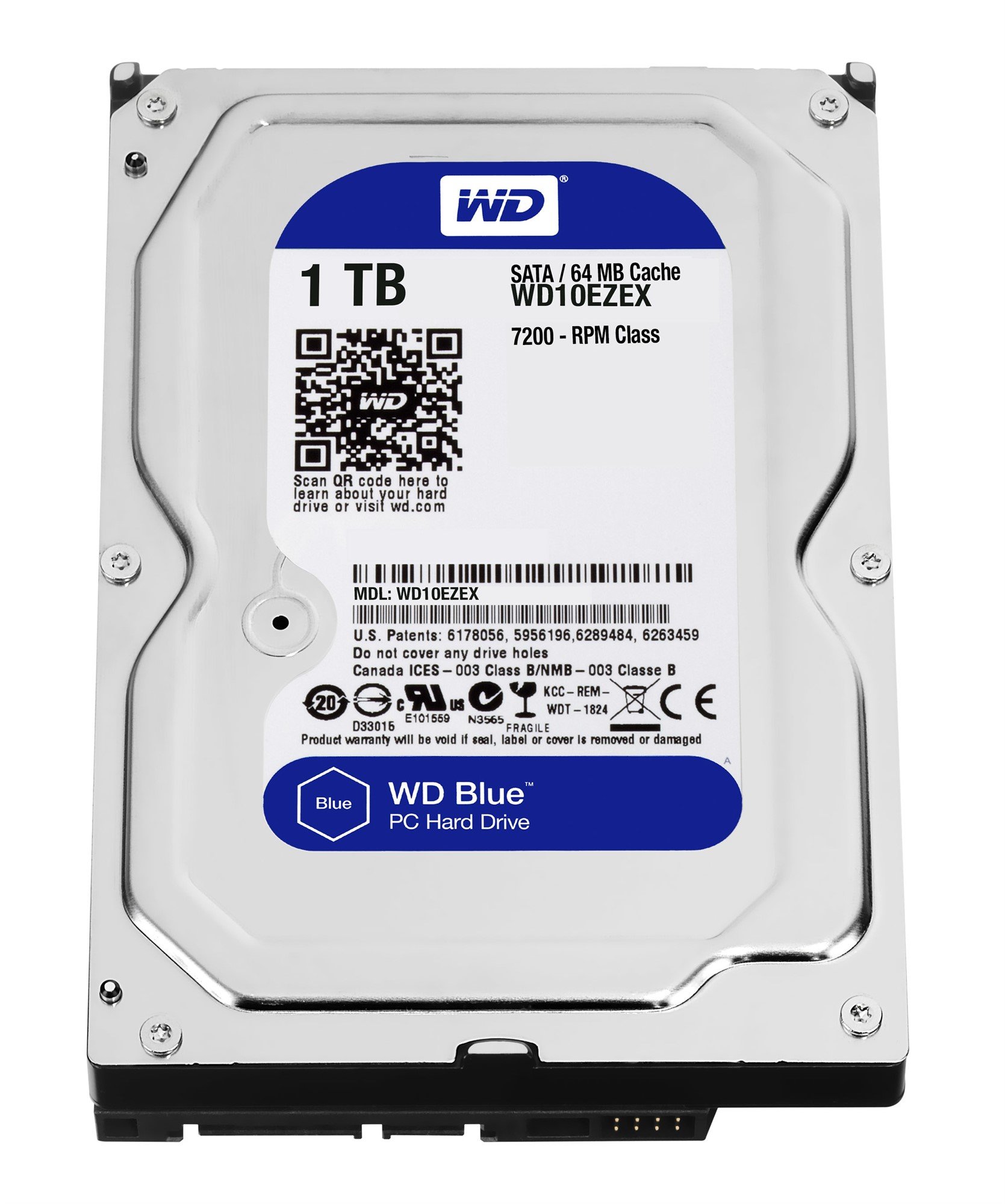 WD Blue WD10EZEX - Festplatte - 1 TB - intern - 3.5 Zoll (8.9 cm) - SATA 6Gb/s - 7200 rpm - Puffer: 64 MB - für My Cloud EX2 (WD10EZEX)