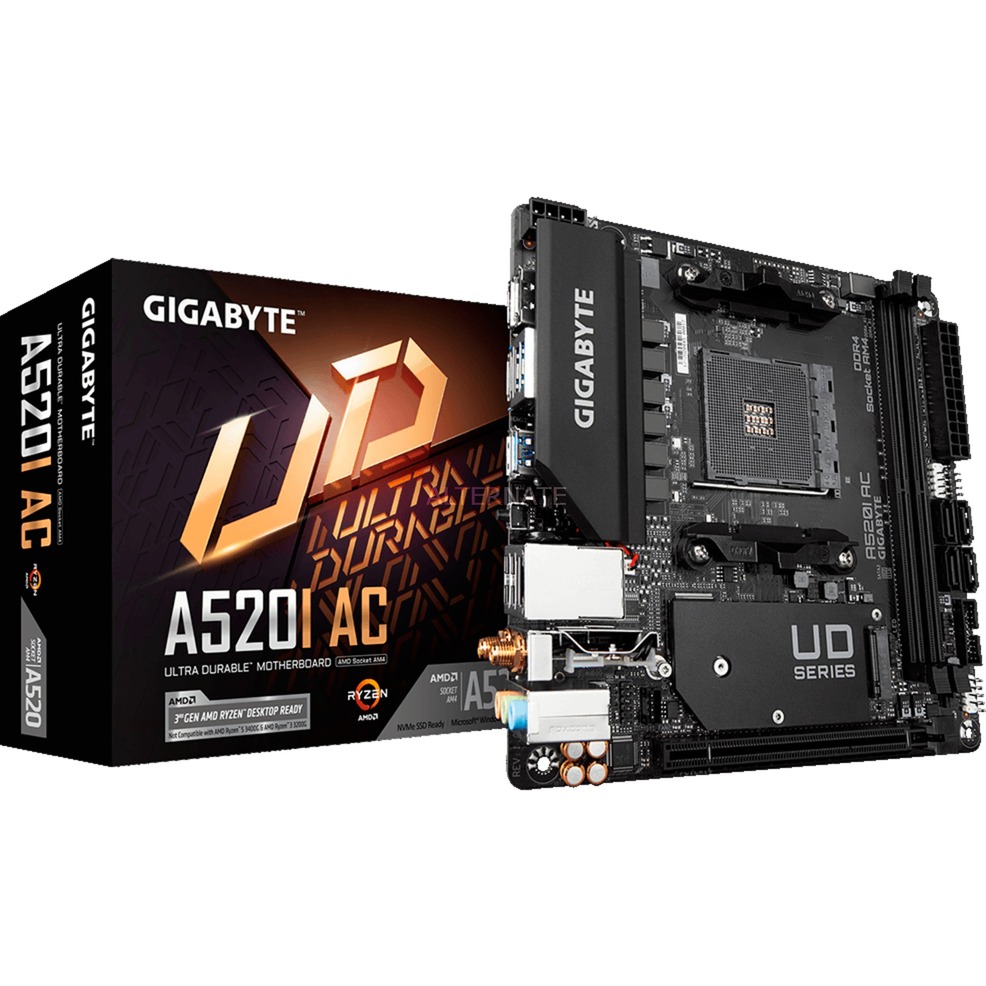 Gigabyte A520I AC - Mini-ITX, AMD A520, Sockel AM4, Dual-channel DDR4-SDRAM (A520I AC)
