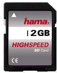 Hama Speicherkarte SD 2GB (SD-2.0 Standard, Class 4, Datensicherheit dank mechanischem Schreibschutz, Beschriftungsfeld)
