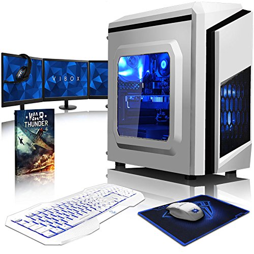 VIBOX Killstreak GS760-415 Gaming PC Computer mit Spiel Bundle, 3x Triple 22 Zoll HD Monitor (4,2GHz Intel i7 Quad-Core, GeForce GTX 1060, 16GB DDR4 RAM, 120GB SSD, 2TB HDD, Ohne OS)