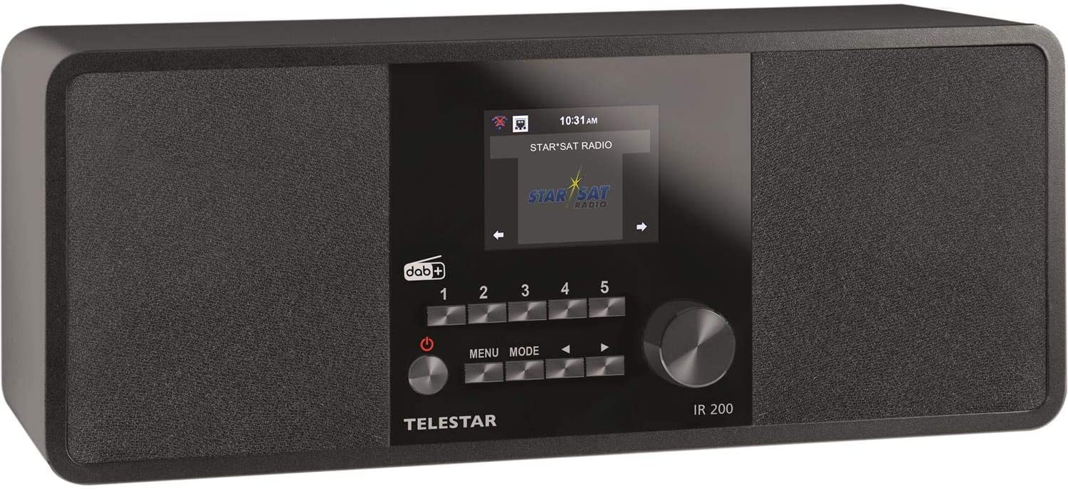 TELESTAR IR 200 Internet/DAB+ Digitalradio (Stereo Sound, UKW, WLAN, LAN, Aux-In, Line-Out, Kopfhörer Ausgang inkl. Netzteil) schwarz