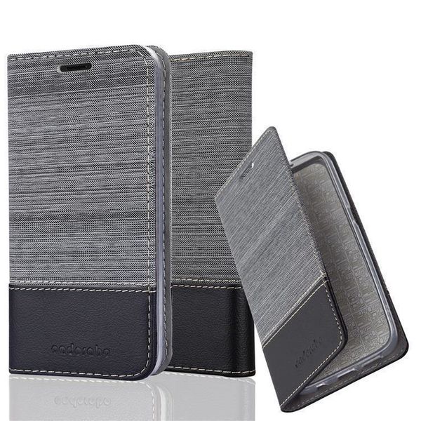 cadorabo Hülle für BQ Aquaris X5 in GRAU SCHWARZ Handyhülle mit Magnetverschluss, Standfunktion und Kartenfach Case Cover Schutzhülle Etui Tasche Book Klapp Style