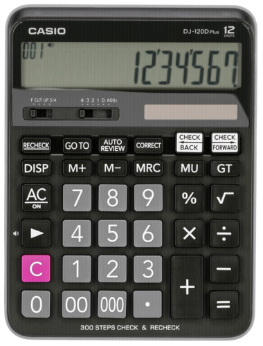 CASIO DJ-120D Plus Tischrechner groß 12-stellig mit Check & Correct Funktion