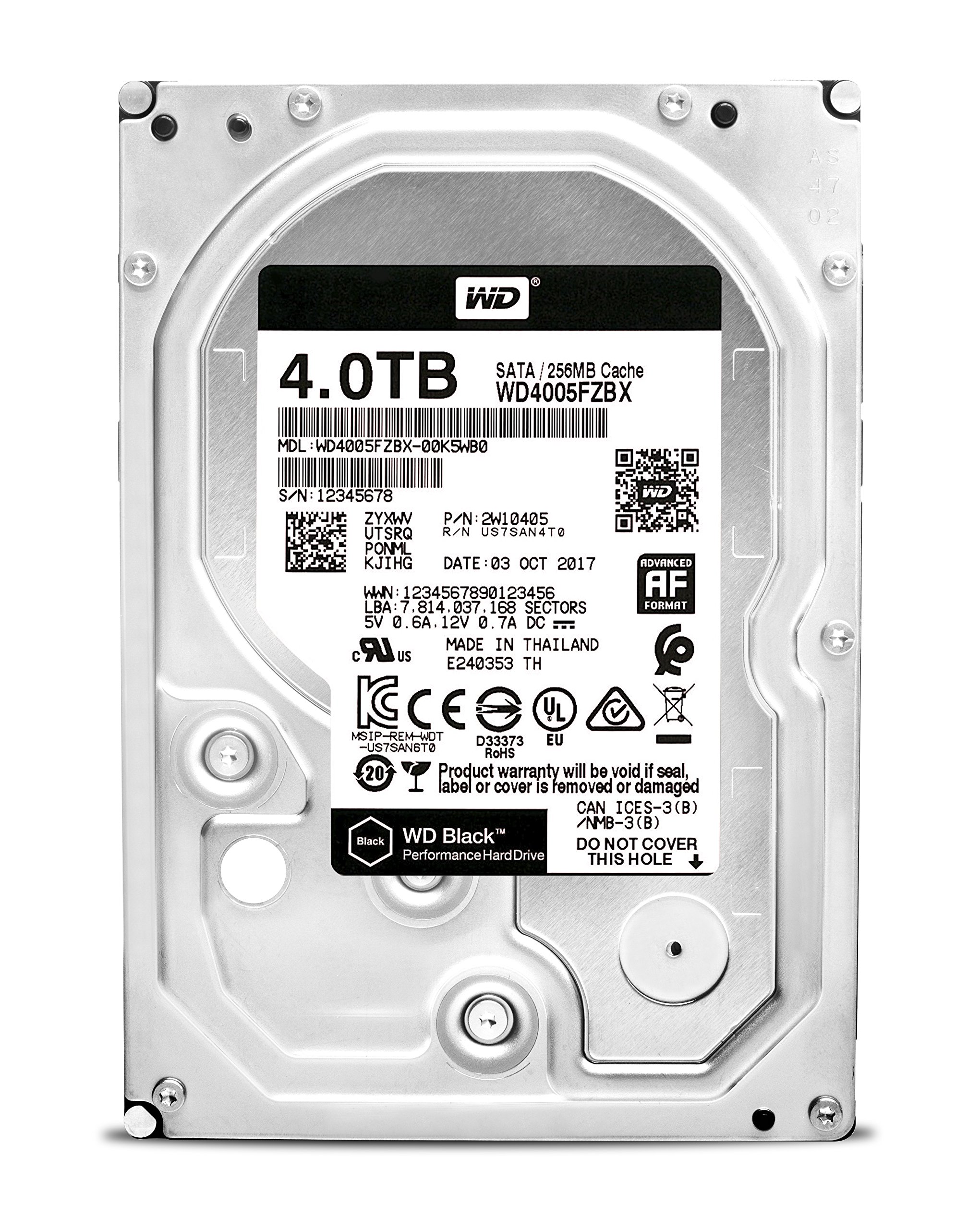 WD Black WD4005FZBX - Festplatte - 4 TB - intern - 3.5 Zoll (8.9 cm) - SATA 6Gb/s - 7200 rpm - Puffer: 256 MB (WD4005FZBX)