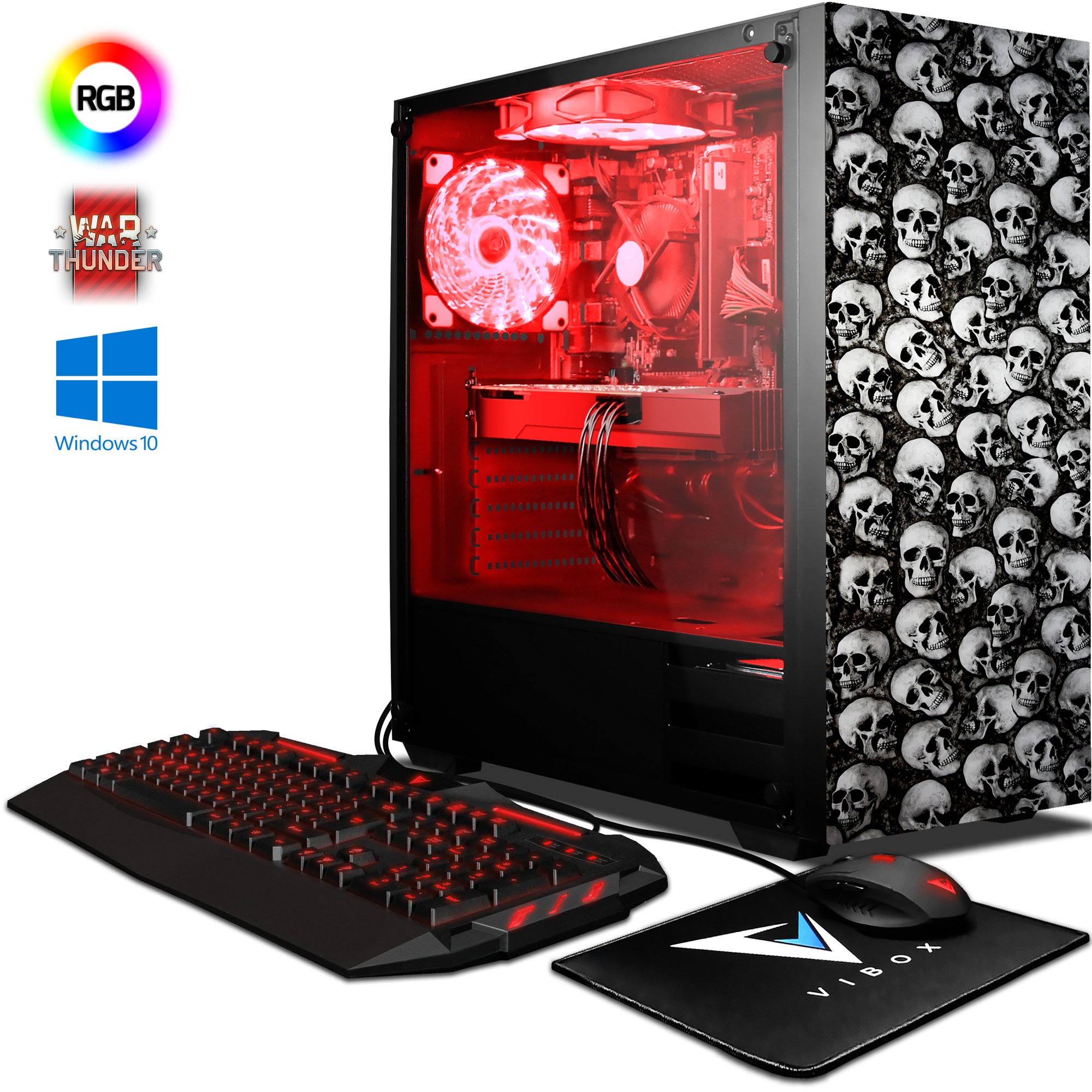 VIBOX Pyro GSR780-22 Gaming PC Computer mit War Thunder Spiel Bundle, Windows 10 OS (4,1GHz AMD Ryzen 8-Core Prozessor, Nvidia GeForce GTX 1080 Grafikkarte, 16GB DDR4 2133MHz RAM, 240GB SSD, 2TB HDD)