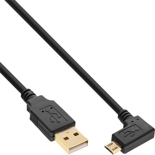 InLine - USB-Kabel - USB (M) gerade bis Micro-USB Type B (M) gewinkelt - USB2.0 - 2,0m - Schwarz (31720T)