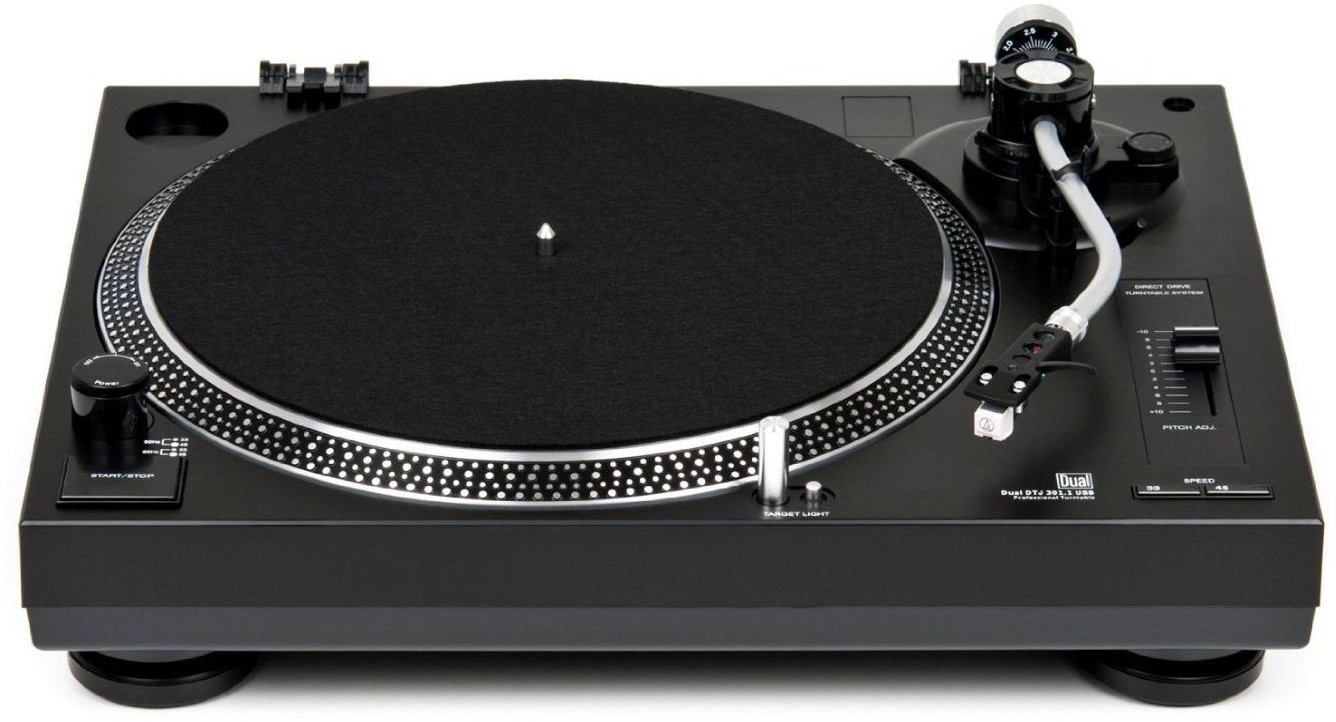 Dual DTJ 301.1 USB DJ-Plattenspieler (33-45 U-min, Pitch-Control, Magnet-Tonabnehmer-System, Nadelbeleuchtung, USB Kabel) schwarz