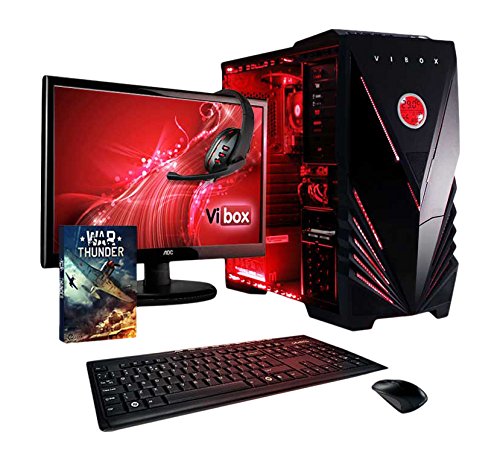VIBOX Ultra 11XW Gaming PC Computer mit War Thunder Spiel Bundle, Windows 10 OS, 22 Zoll HD Monitor (3,4GHz AMD A8 Quad-Core Prozessor, Radeon R7 Grafik Chip, 8Go DDR4 2133MHz RAM, 1TB HDD)