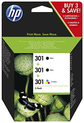 HP 301 Multipack Original Druckerpatronen (2x schwarz, 1x Farbe) für HP Deskjet, HP Officejet, HP ENVY