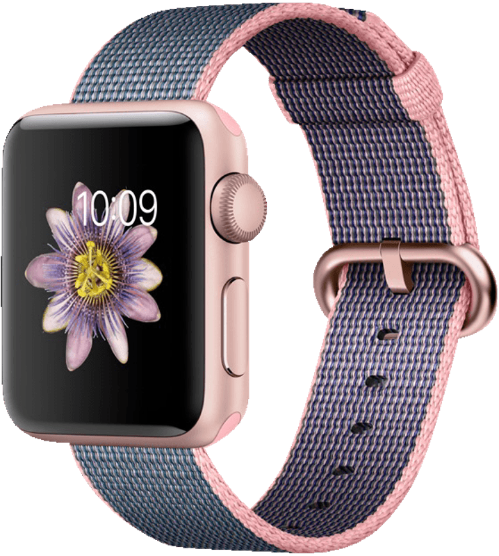 Apple Watch Series 2 38mm Aluminium roségold mit Nylonarmband rosa blau 