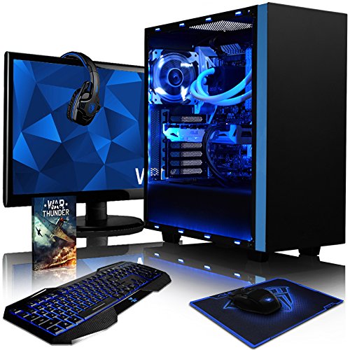 VIBOX Voxel RMR780-63 Gaming PC Computer mit Spiel Bundle, 22 Zoll HD Monitor (3,8GHz AMD Ryzen 8-Core Prozessor, ASUS Radeon RX 580 Grafikkarte, 16GB DDR4 RAM, 120GB SSD, 2TB HDD, Ohne OS)