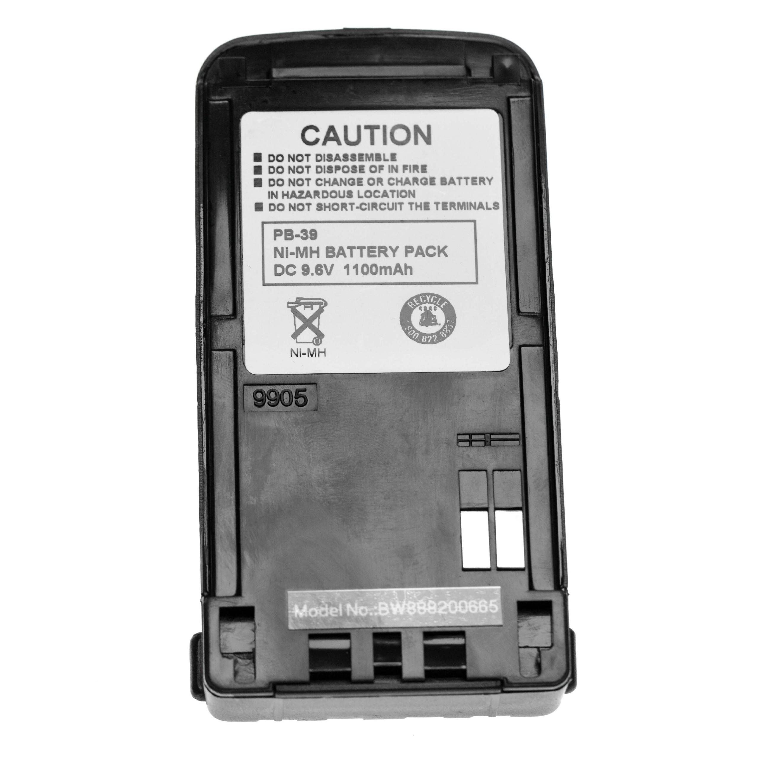 VHBW Akku mit Gürtelclip, geeignet für Funkgerät, Walkie Talkie Kenwood TH-D7, TH-D7A, TH-D7AT, TH-D7E, TH-G71, TH-G71A, TH-G71E, TH-G7A, TR-2500 1100 mAh, 9,6 V, NiMH