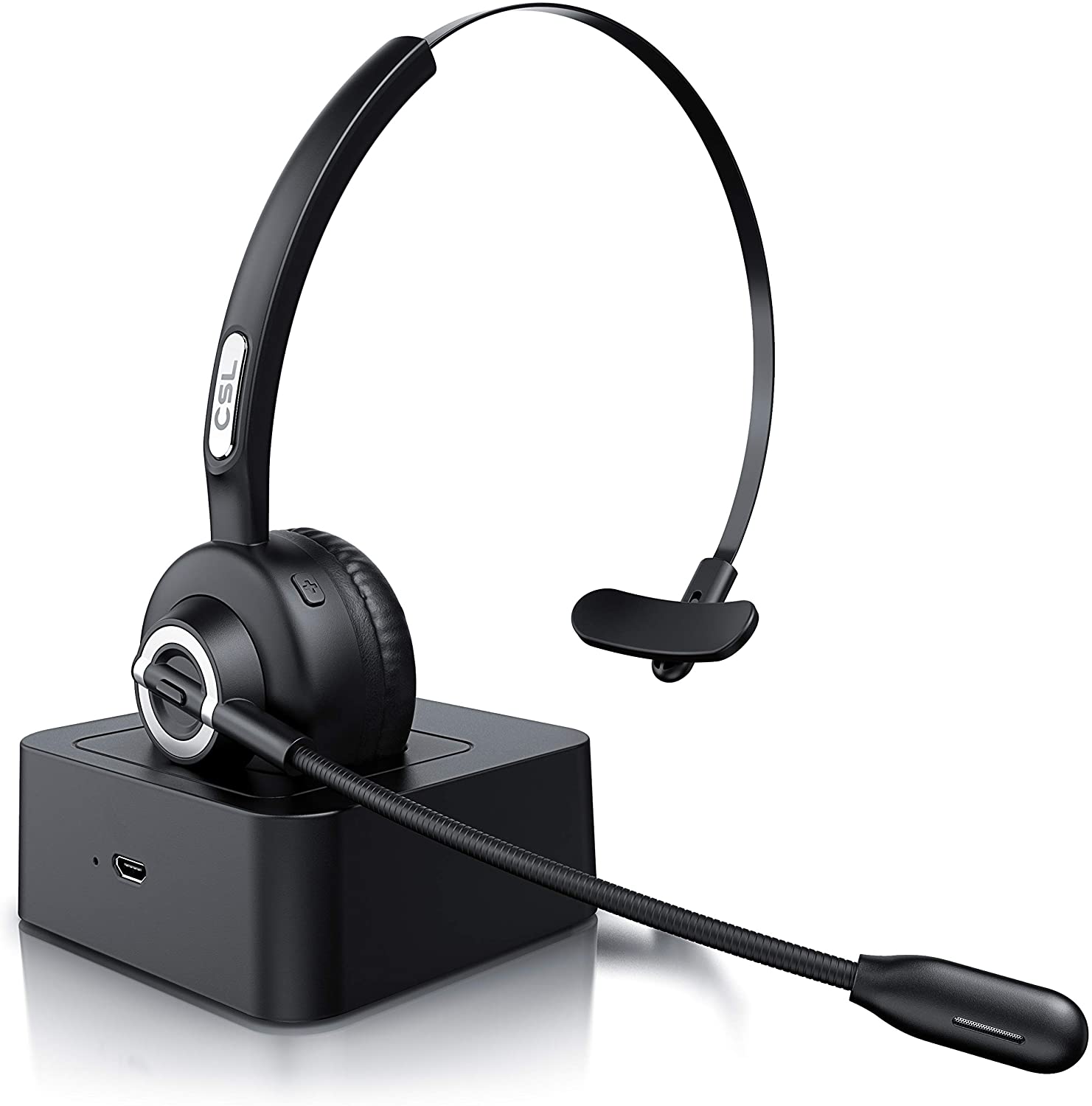 CSL kabelloses Headset mit Ladestation, schwarz