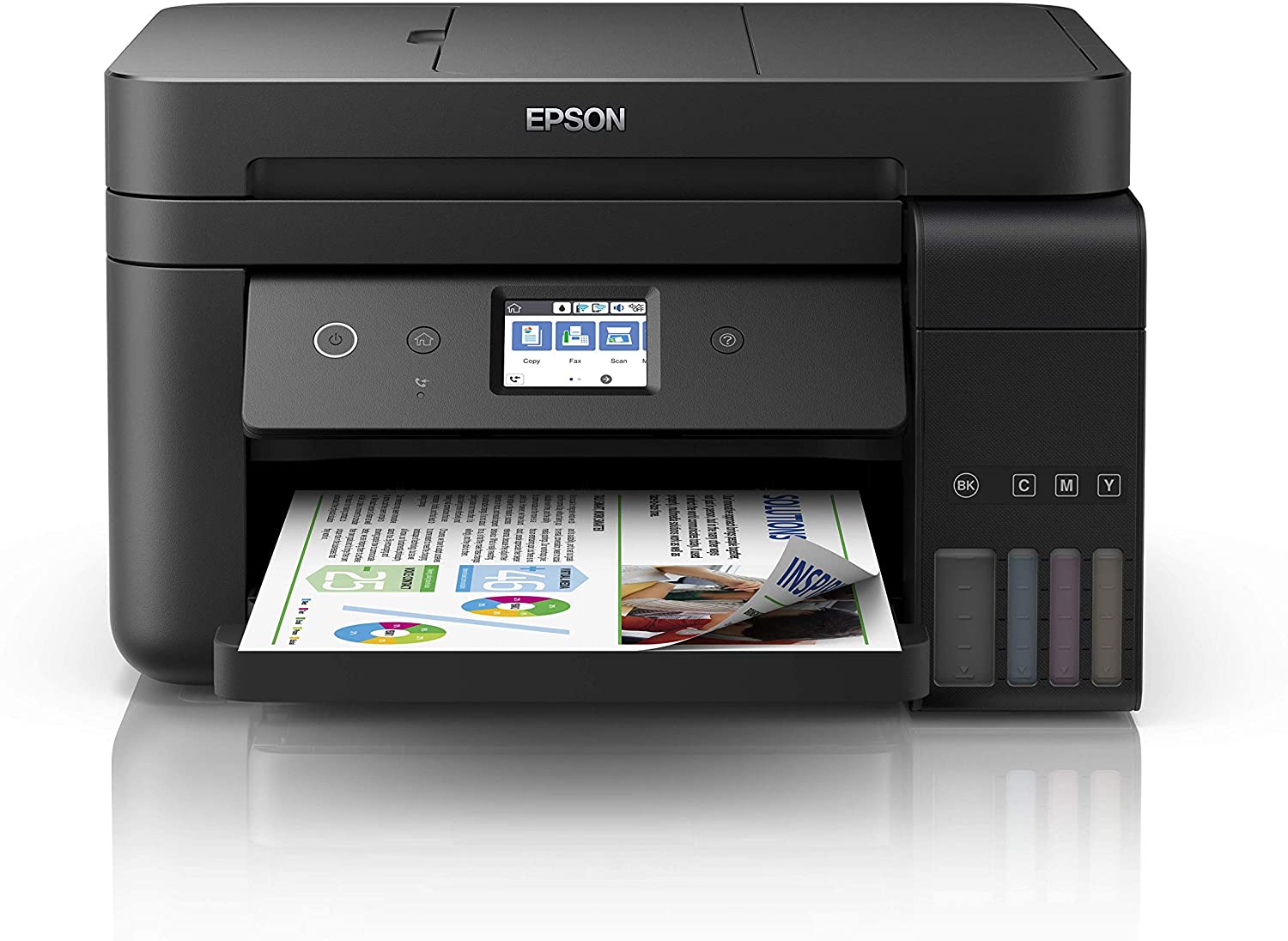 Epson EcoTank ET-4750 Unlimited, 4-in-1 Tinten-Multifunktionsgerät Drucker (Drucken, scannen, kopieren, faxen, DIN A4, ADF, WiFi, Ethernet, Display, USB 2.0, großer Tintentank)