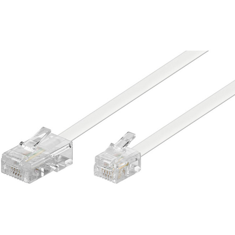 Goobay 93061 Modularanschlusskabel 3 Meter, Weiß RJ45-Stecker (8P4C) auf RJ11-RJ14-Stecker (6P4C)