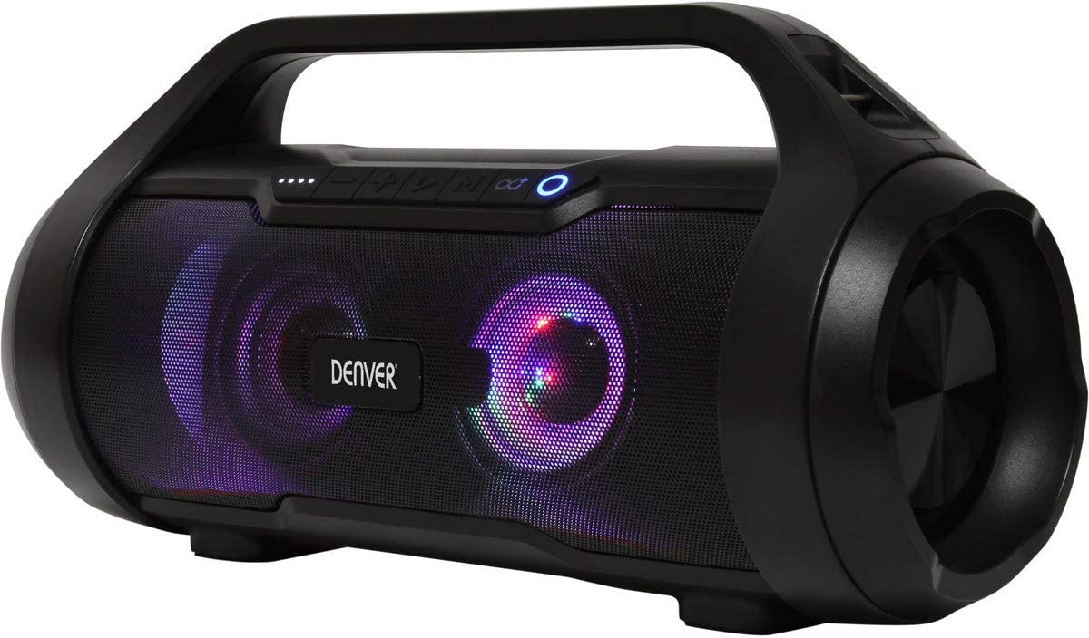 Denver BTG-615 Bluetooth-Lautsprecher mit Lichteffekt, MP3-Player, Kartenleser, USB-Player, wasserdicht, schwarz