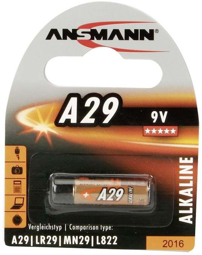 ANSMANN A29 (9V) Alkaline Batterie (LR29, MN29, L822, 9V) für Garagentoröffner, Alarmanlage, Funkauslöser für Kamera, Messgeräte, Klingel usw.