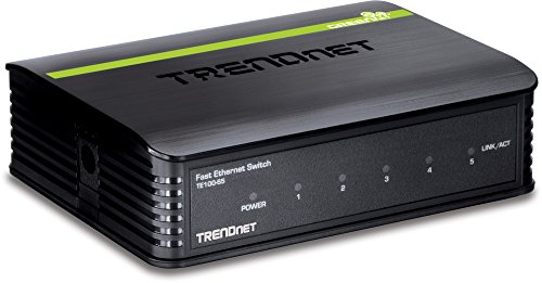 TRENDnet 5-Port Unverwaltet 10-100 Mbps GREENnet Ethernet Desktop Plastikgehäuse Switch, 5 x 10-100 Mbps Ports, 1 Gbps Schaltkapazität, TE100-S5