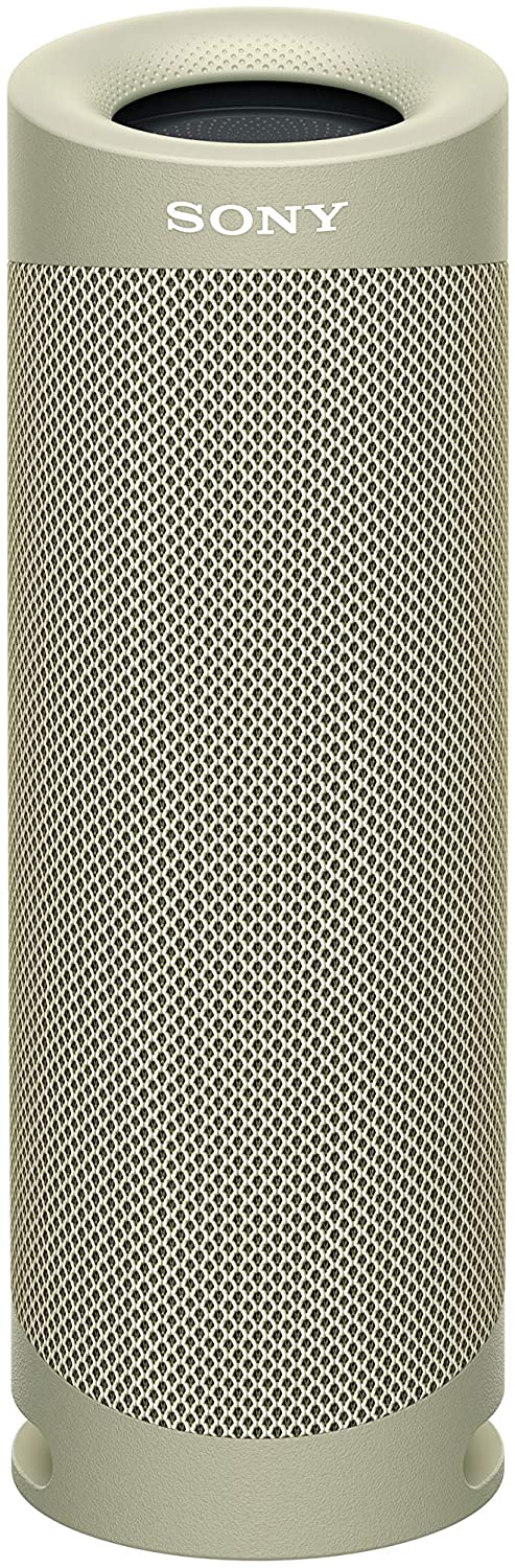 Sony SRS-XB23 tragbarer, kabelloser Bluetooth Lautsprecher (12h Akkulaufzeit, wasserabweisend, Extra Bass), beige