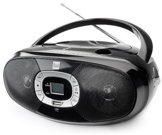 Radio mit CD-Player • USB • MP3 • UKW-Radio • Kopfhöreranschluss • Boombox • Stereo Lautsprecher • Netz- - Batteriebetrieb • Tragbar • Schwarz • Dual P 390