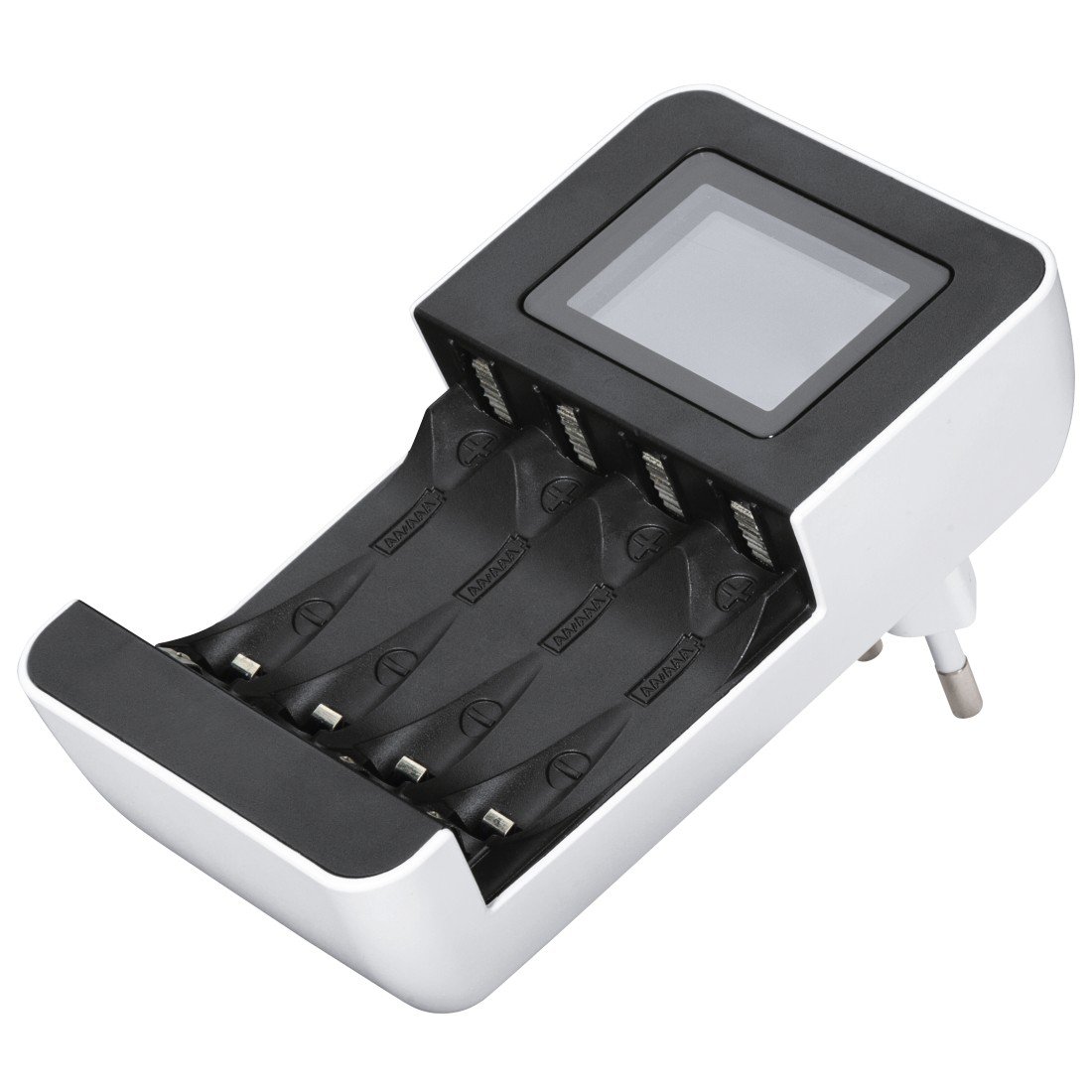 Hama Ladegerät für AA und AAA Akkus (Einzelschachtladung mit intelligentem Ladeverfahren, automatische Abschaltung, LCD-Display) schwarz