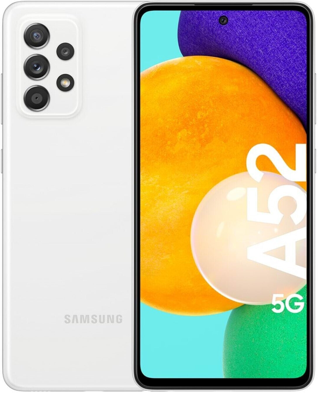 Samsung Galaxy A52 5G Smartphone 16,51cm (6,5 Zoll) AMOLED-Display, 256GB interner Speicher, 8GB RAM, Dual-SIM, Android, Awesome White