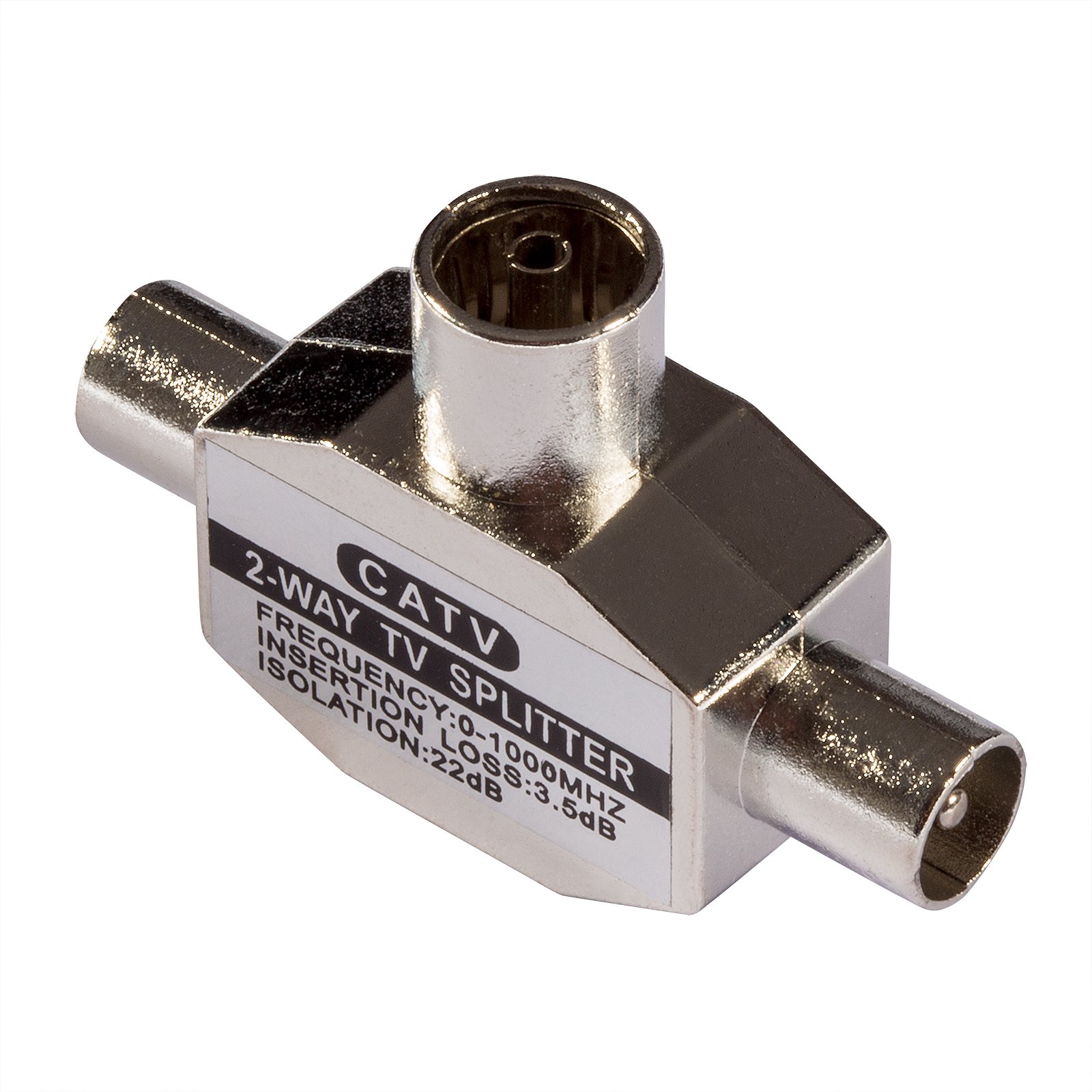 Poppstar 1007771 Antennenverteiler, Koax Adapter, Kupplung, 2x Stecker, zwei TV-Geräte anschließen