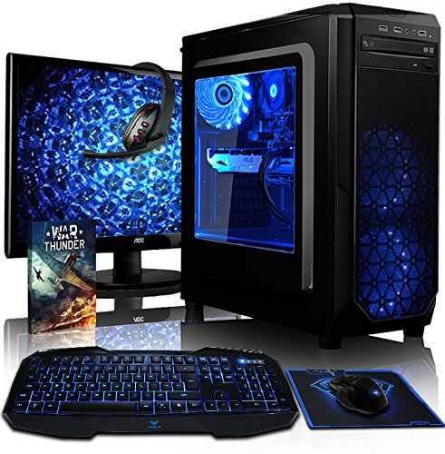 VIBOX Kaleidos GSR770-51 Gaming PC Computer mit Spiel Bundle, 22 Zoll HD Monitor (3,7GHz AMD Ryzen 8-Core Prozessor, ASUS Nvidia GeForce GTX 1070 Grafikkarte, 16GB DDR4 RAM, 2TB HDD, Ohne OS)