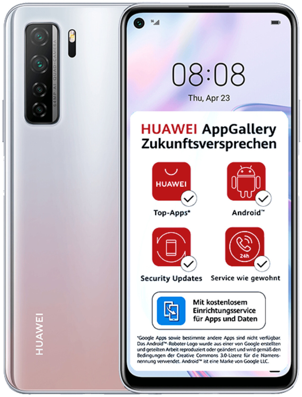 Huawei P40 lite 5G Smartphone 16,51cm (6,5 Zoll) LTPS-Display, 128GB interner Speicher, 6GB RAM, Dual-SIM, Android, Space Silver