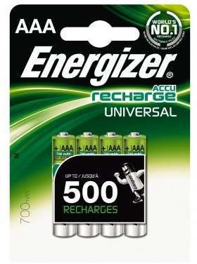Energizer Wiederaufladbare Batterien AAA, Recharge Universal, 4 Stück