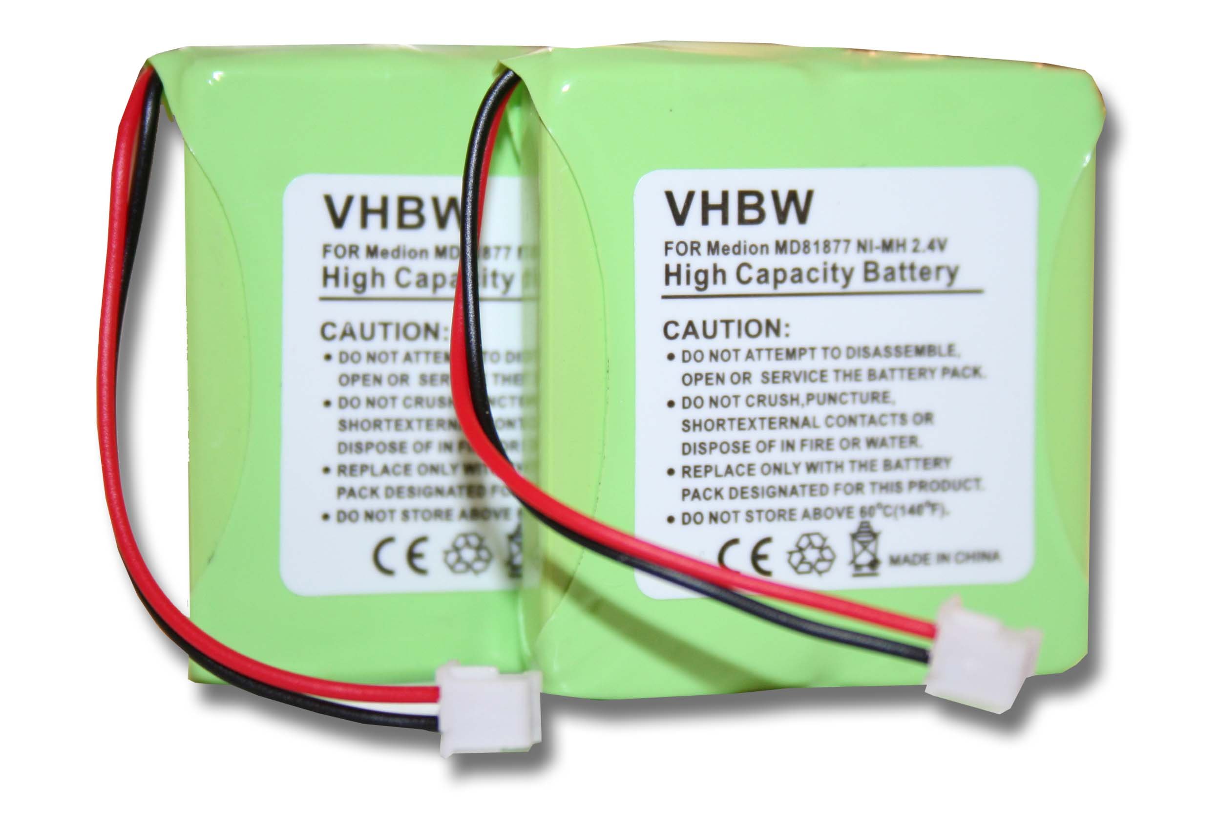 vhbw 2x NiMH Akku Set 600mAh (2.4V) für schnurlos Festnetz Telefon Medion Life S63006, S63008, S63022, Slim 500, X680 wie 5M702BMX, GP0827, GPHP70-R05