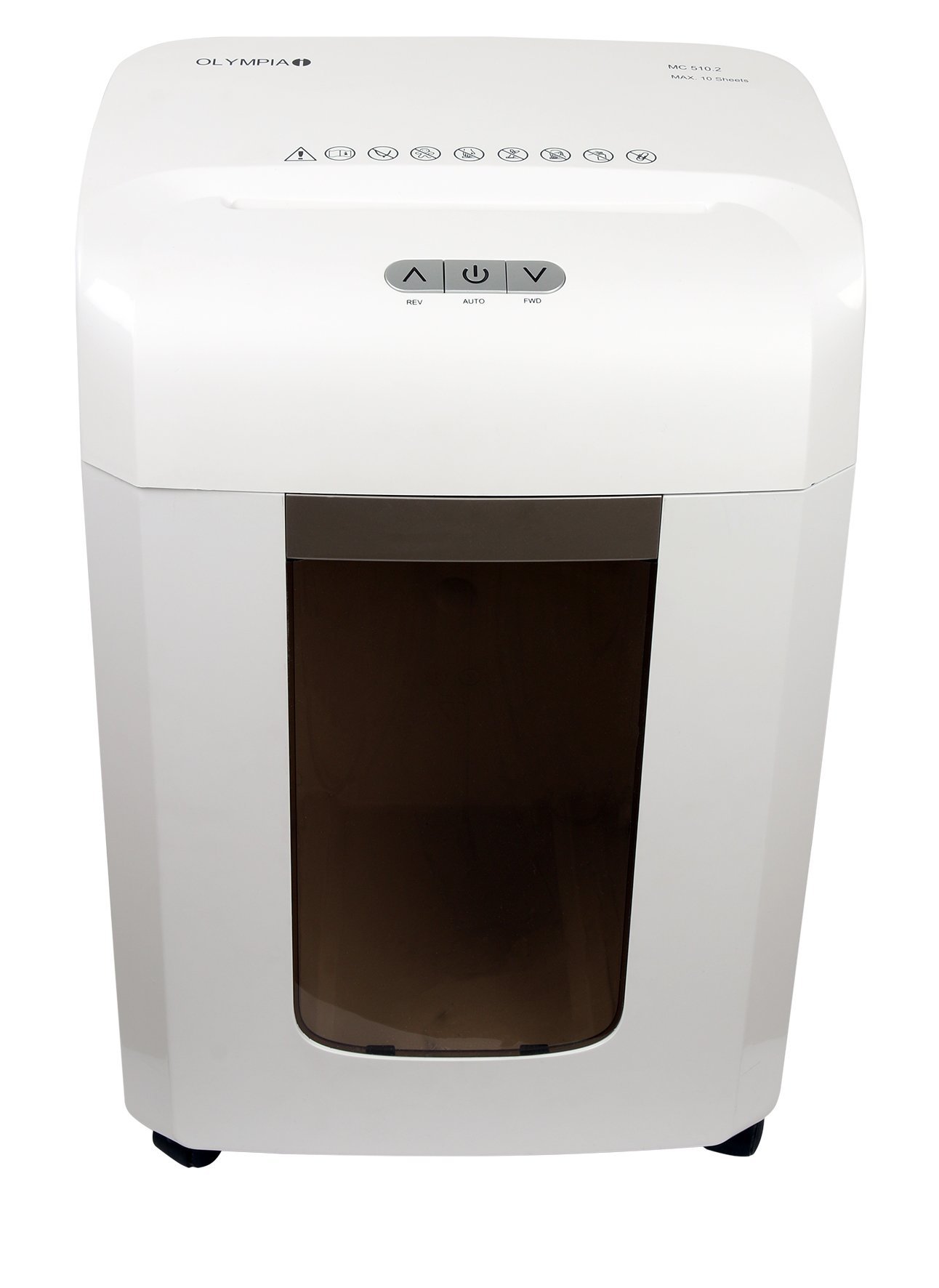 Olympia MC 510.2 Profi Aktenvernichter DIN A4 (Sicherheitsstufe P4, Partikelschnitt, 10 Blätter 80g-m², Dokumentenvernichter mit Kreuzschnitt, Leiser Aktenschredder mit Rollen für Büro)