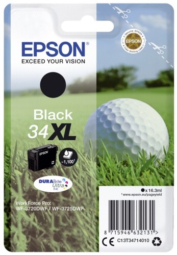 Epson Original 34XL Tinte Golfball (WF-3720DWF WF-3725DWF) schwarz